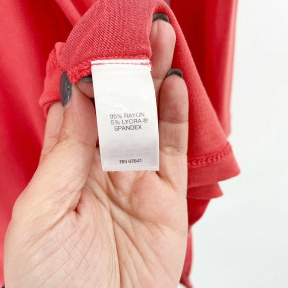 J. Jill Rayon Open Front Cardigan Sweater Sz L Coral Orange Elbow Sleeve Stretch - Picture 6 of 7